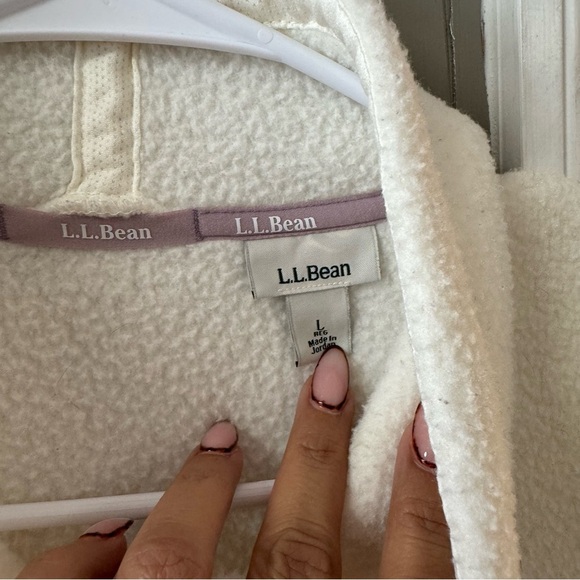 L. L. Bean Katadin Fleece Jacket Sweater Size LG Cream Zip Up Outdoors Hiking - Picture 6 of 11